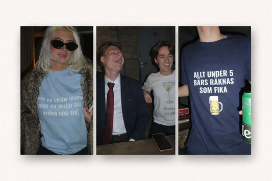Roliga t shirts till fest 2026 – Tryck som får folk att läsa högt